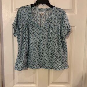 Wonderly Blue Patterned Blouse